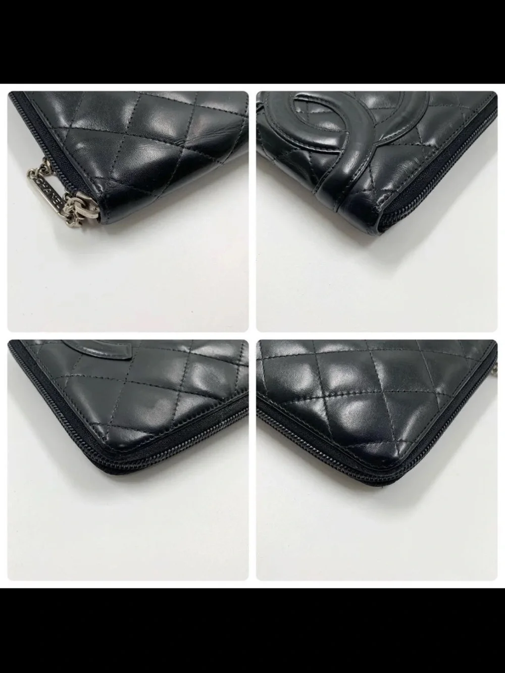CHANEL Black Quilted CC Zip-Around Wallet